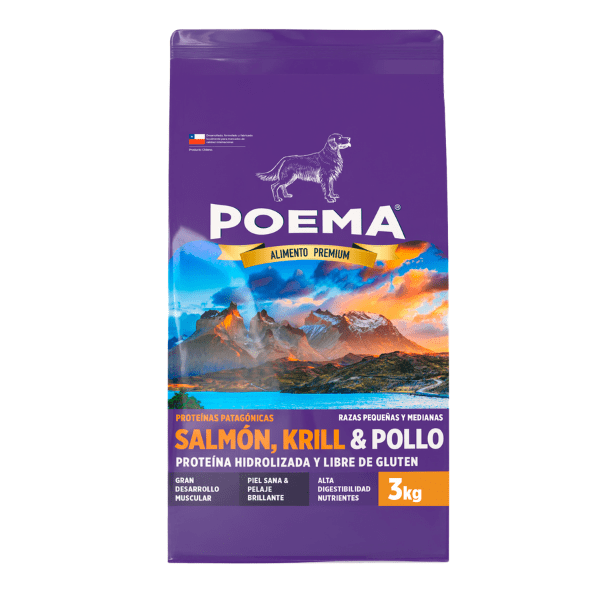 Poema Perros Razas Medianas y Grandes Salmón, Krill & Pollo 3 Kilos